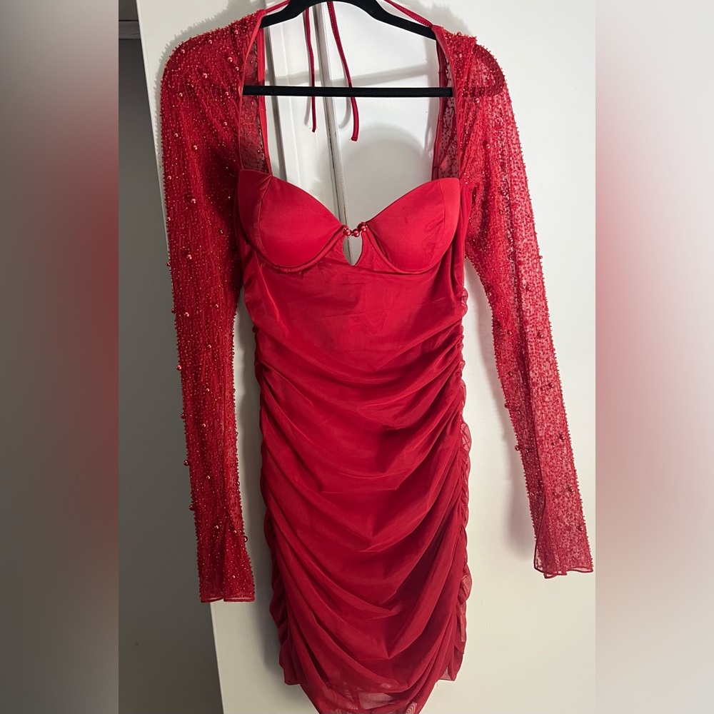Oh Polly Red Long Sleeve Dress
